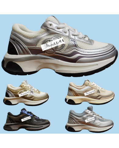 Small Fragrance Gold And Silver Horn King Sports Shoes Couple Style Casual Dad Shoes For Men And Women